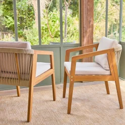 Acaciahouten tuinstoelen met touwen (Set van 2)