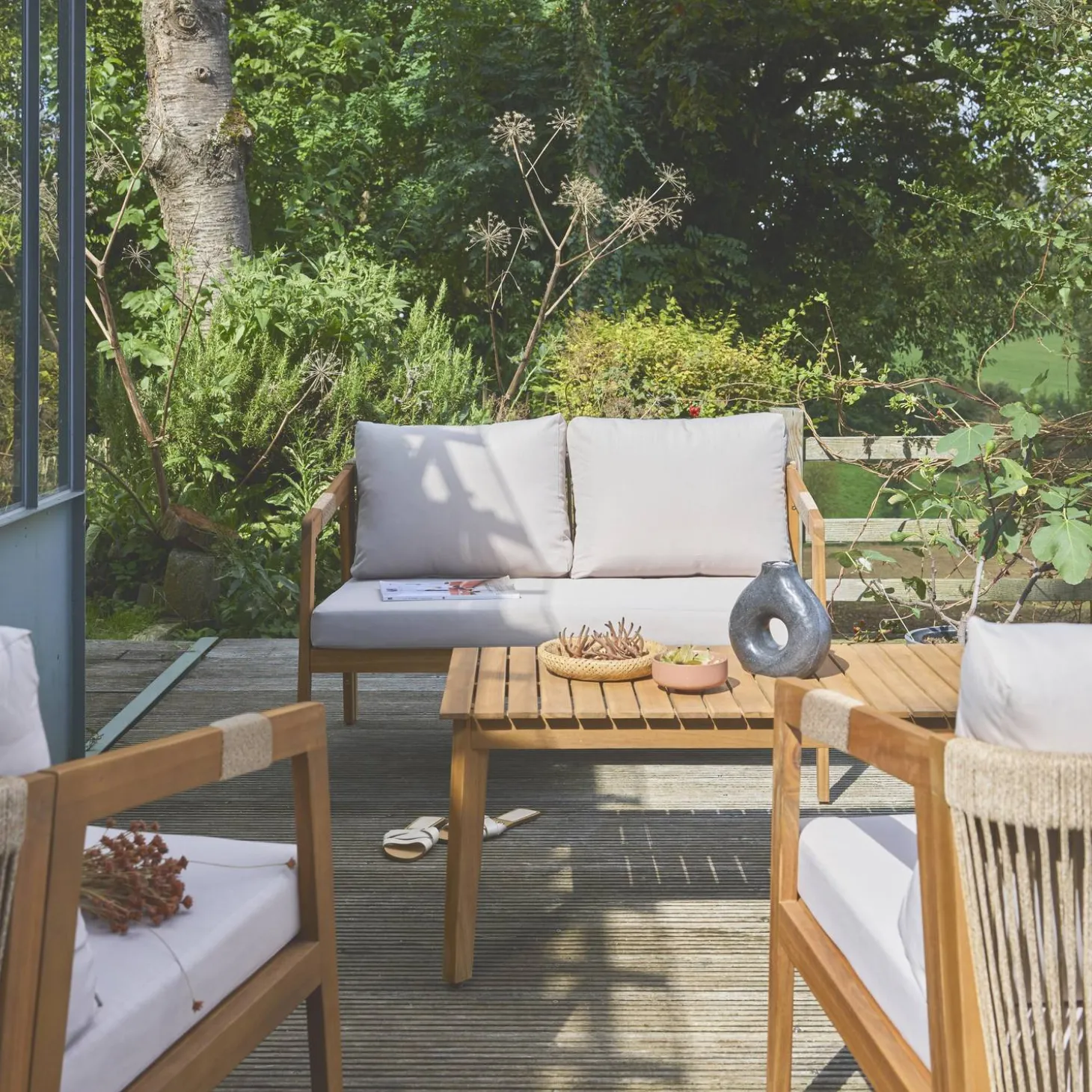 Acacia tuinset voor 4 personen met touwen