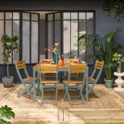 Acacia tuintafel met afgeronde hoeken, 6 plaatsen