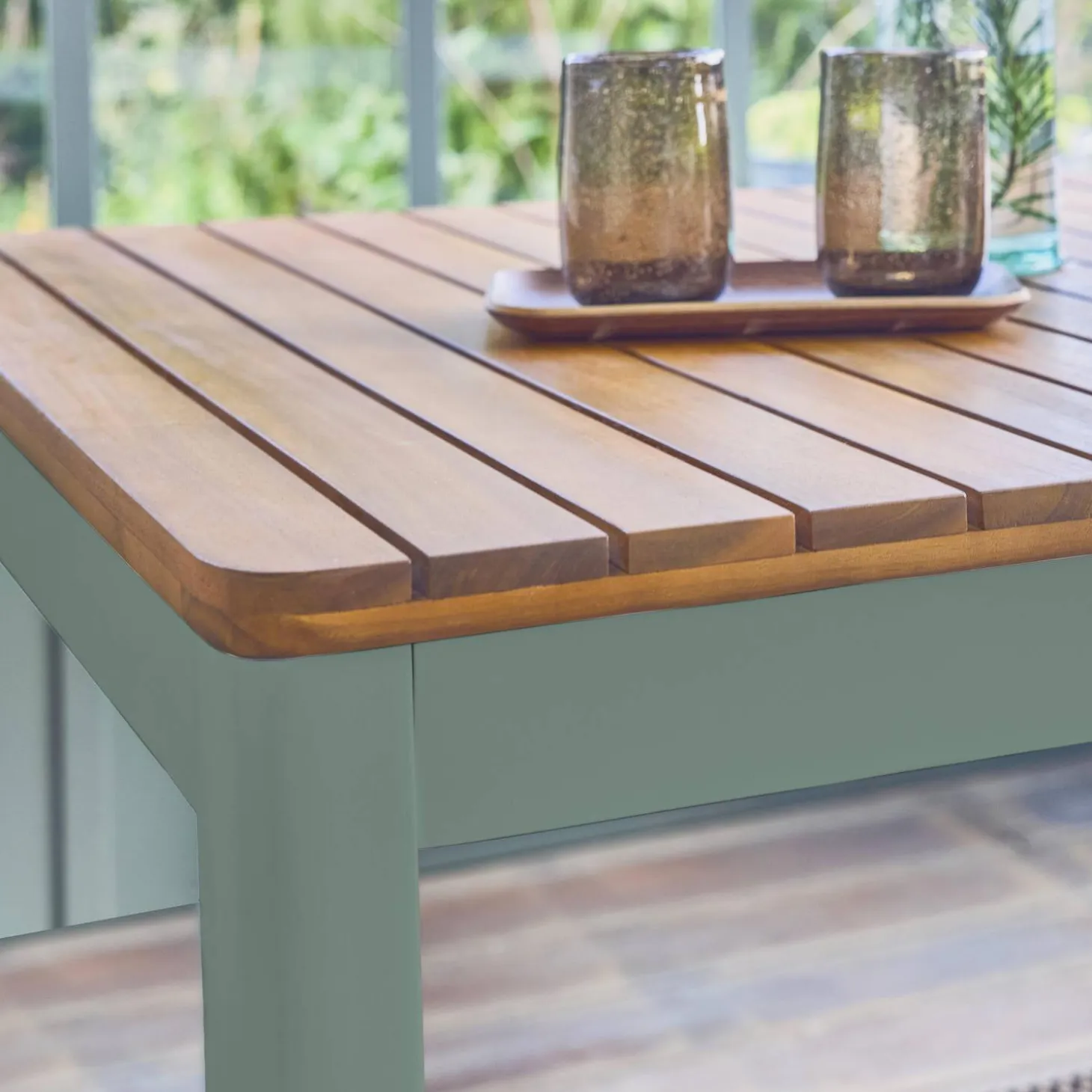 Acacia tuintafel met afgeronde hoeken, 6 plaatsen