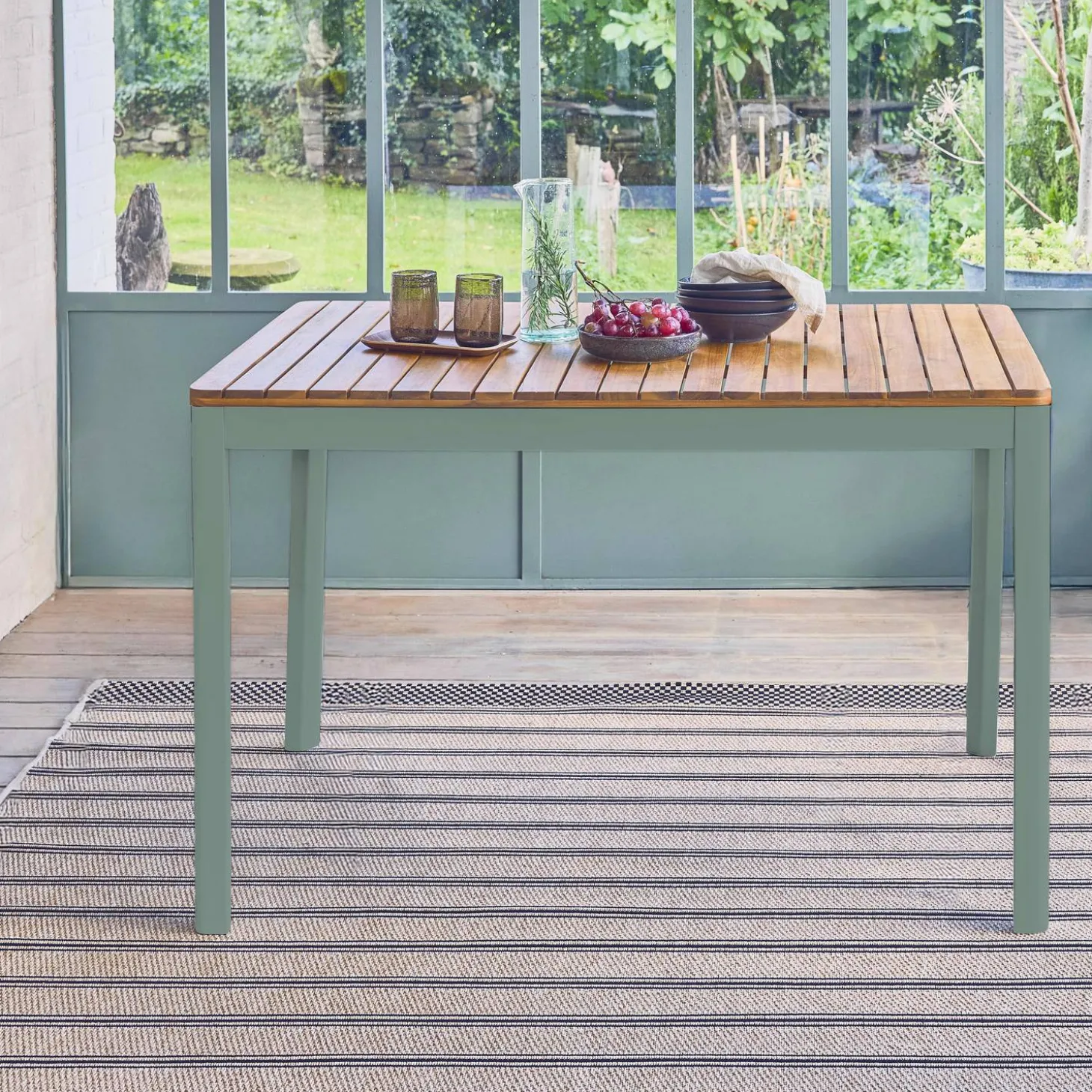 Acacia tuintafel met afgeronde hoeken, 6 plaatsen