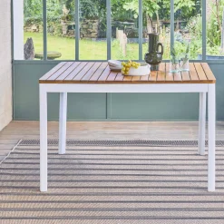 Acacia tuintafel met afgeronde hoeken, 6 plaatsen
