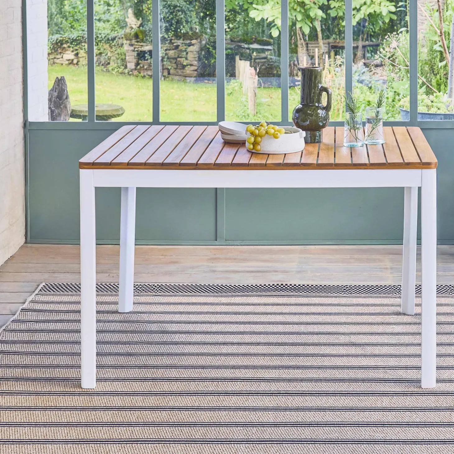 Acacia tuintafel met afgeronde hoeken, 6 plaatsen