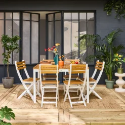 Acacia tuintafel met afgeronde hoeken, 6 plaatsen