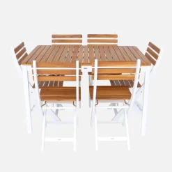 Acacia tuintafel met ronde hoeken, 6 stoelen