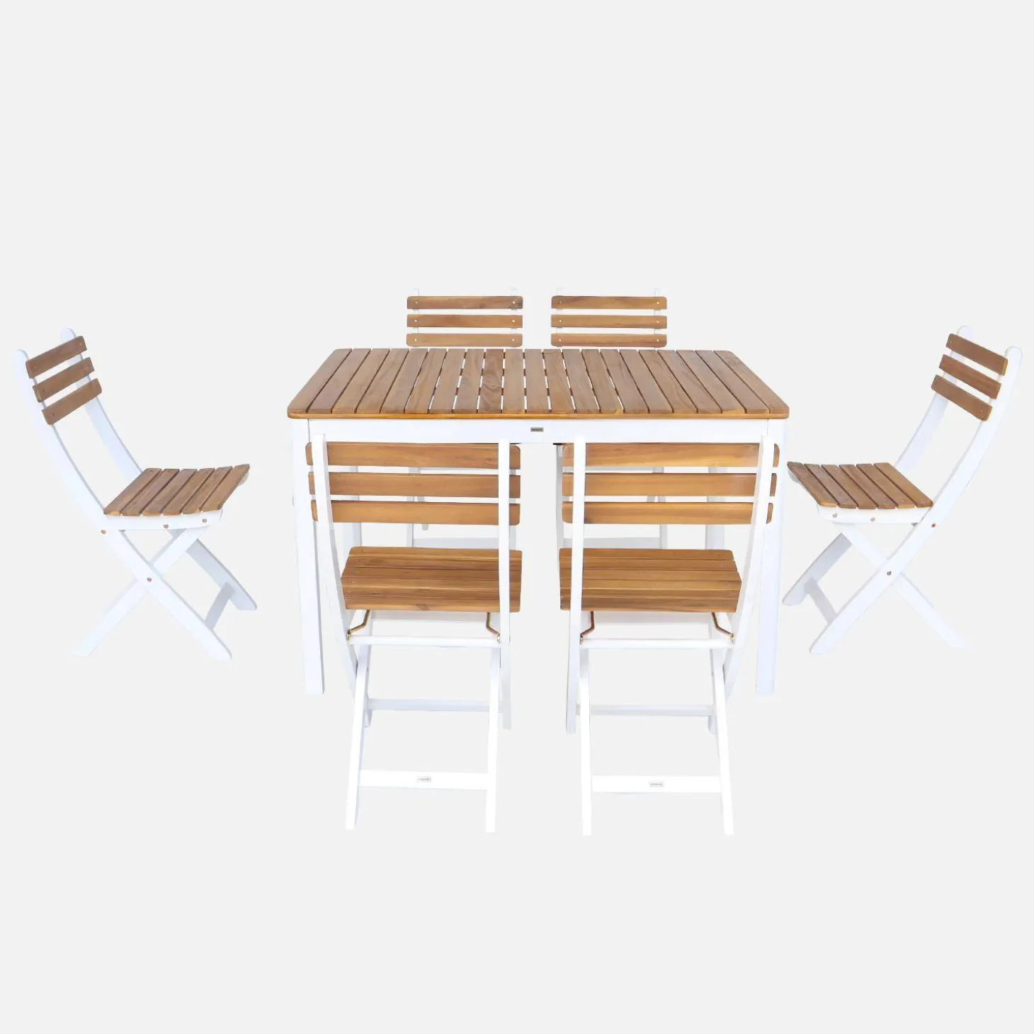 Acacia tuintafel met ronde hoeken, 6 stoelen