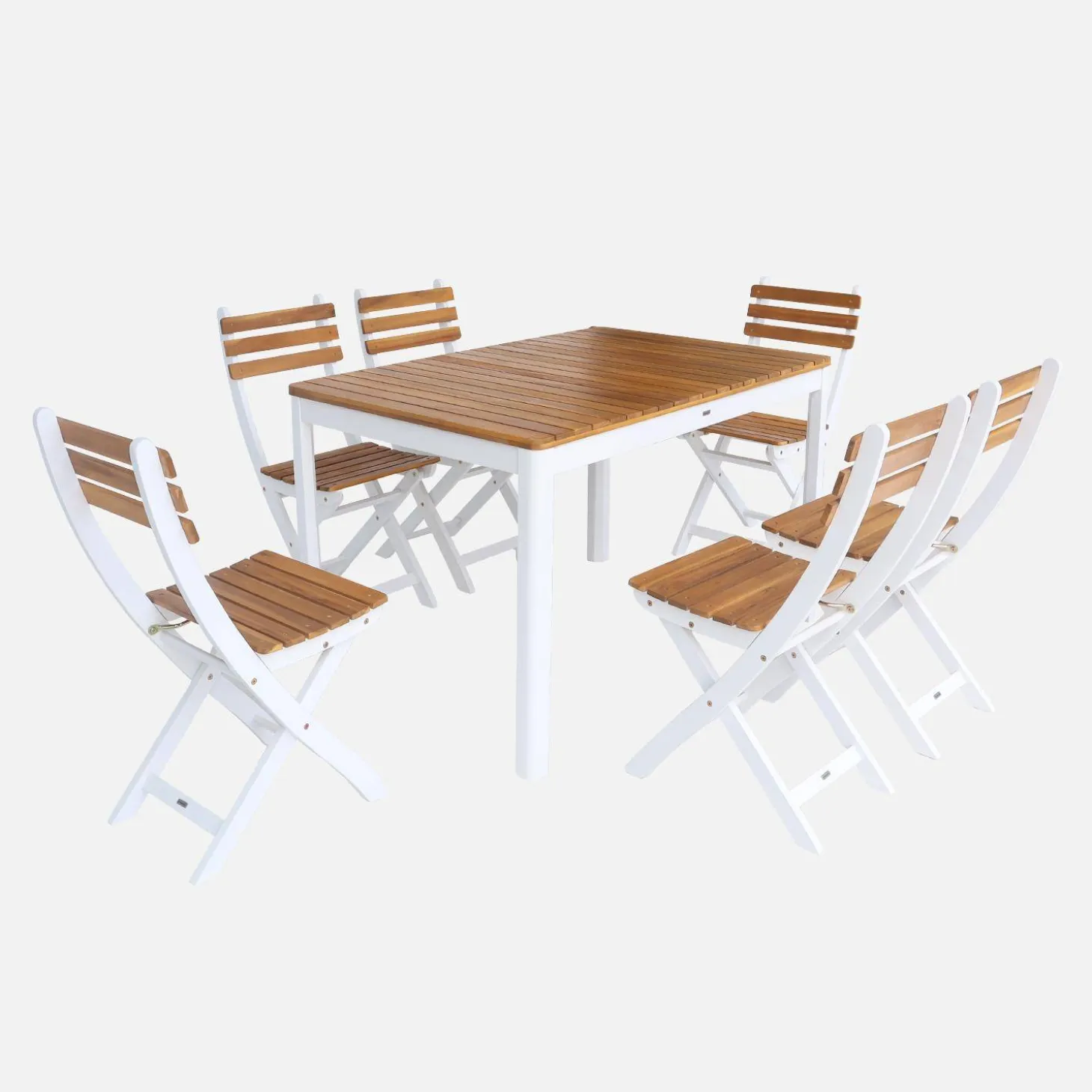 Acacia tuintafel met ronde hoeken, 6 stoelen