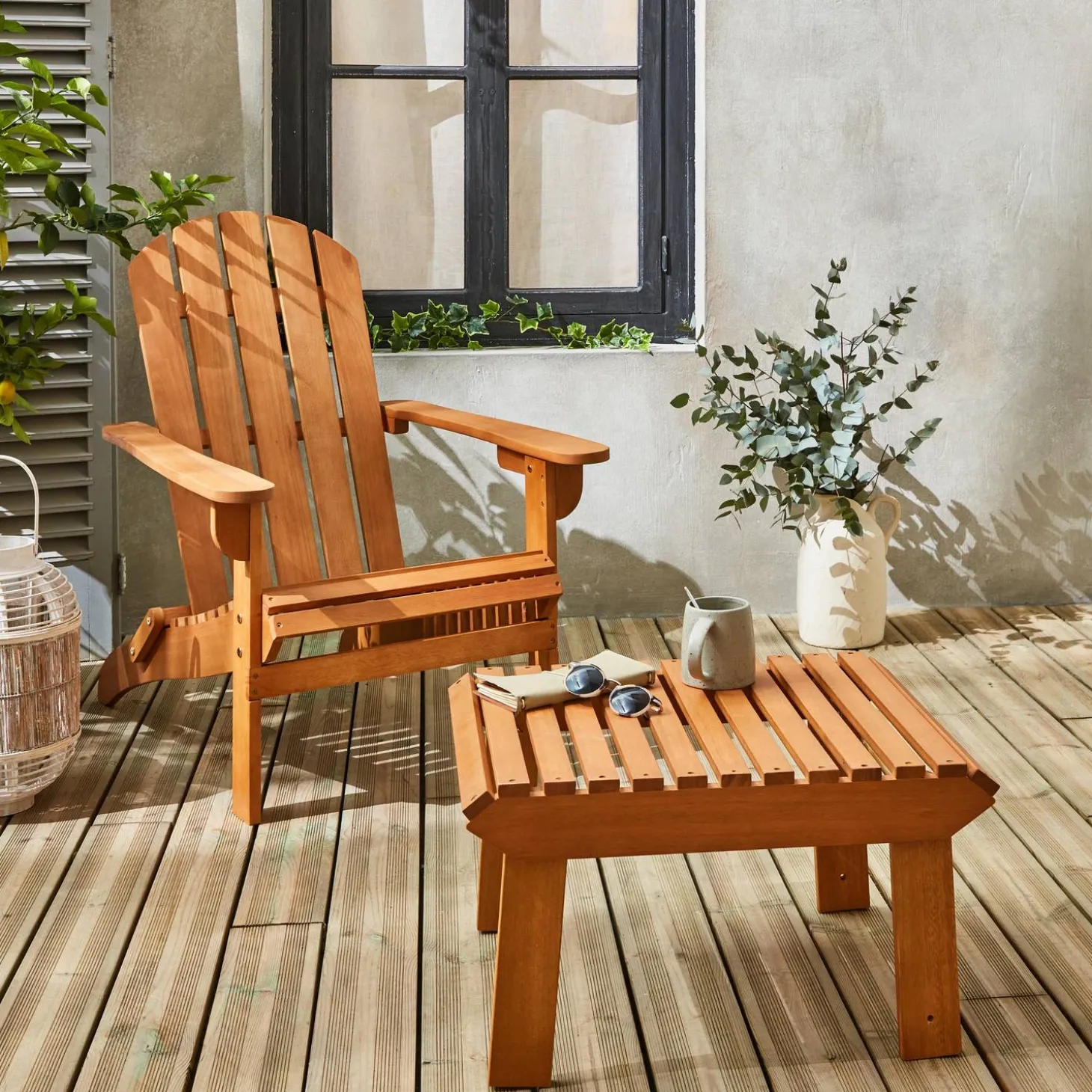 Adirondack tuinstoel met voetenbank