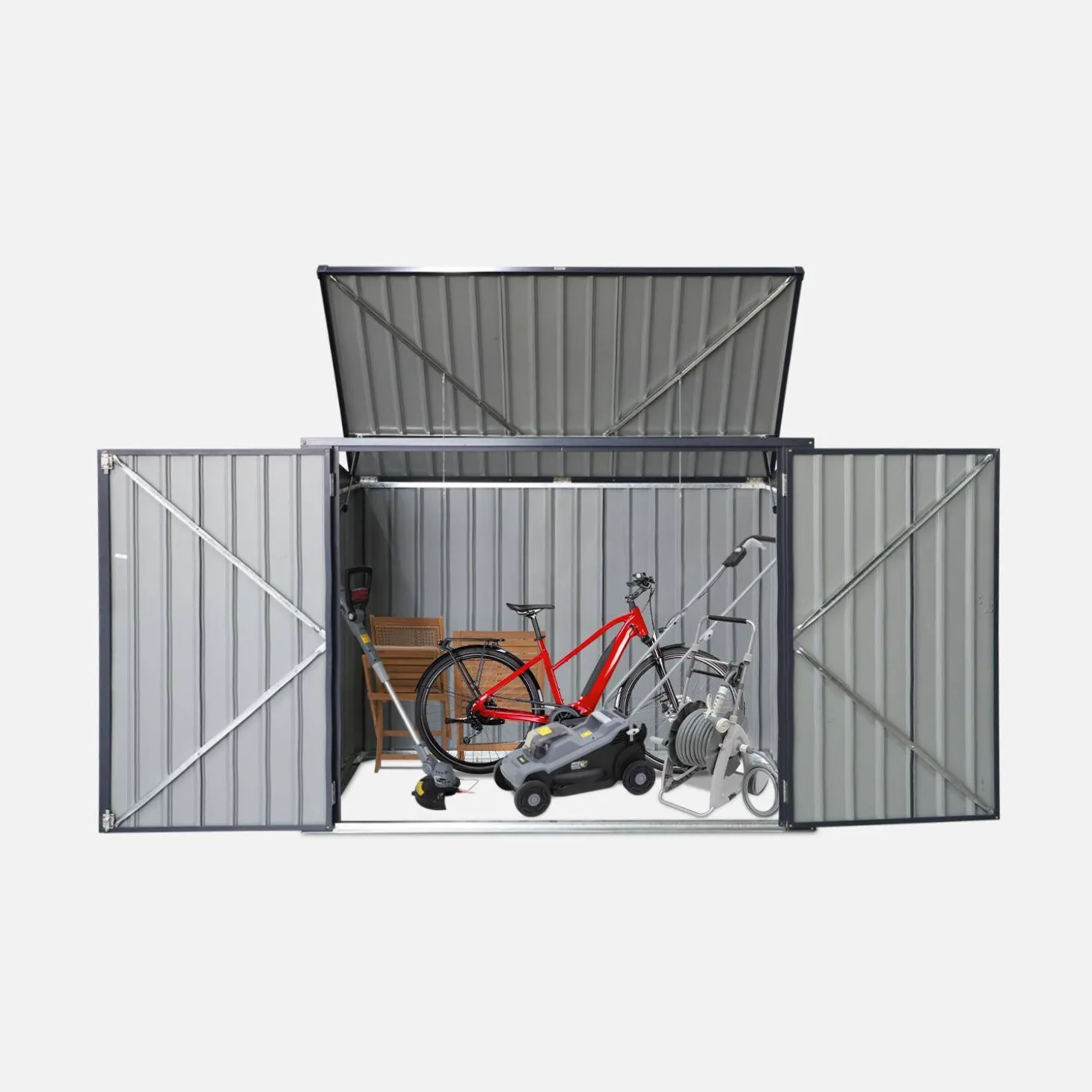 Afvalhok gegalvaniseerd staal, L173xB101xH 131-190 cm (1,75m2)