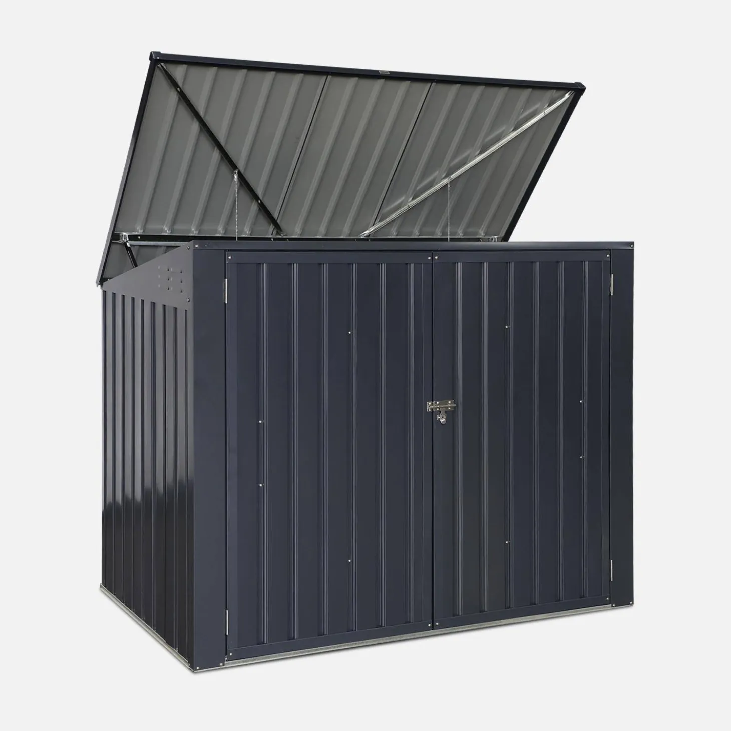 Afvalhok gegalvaniseerd staal, L173xB101xH 131-190 cm (1,75m2)