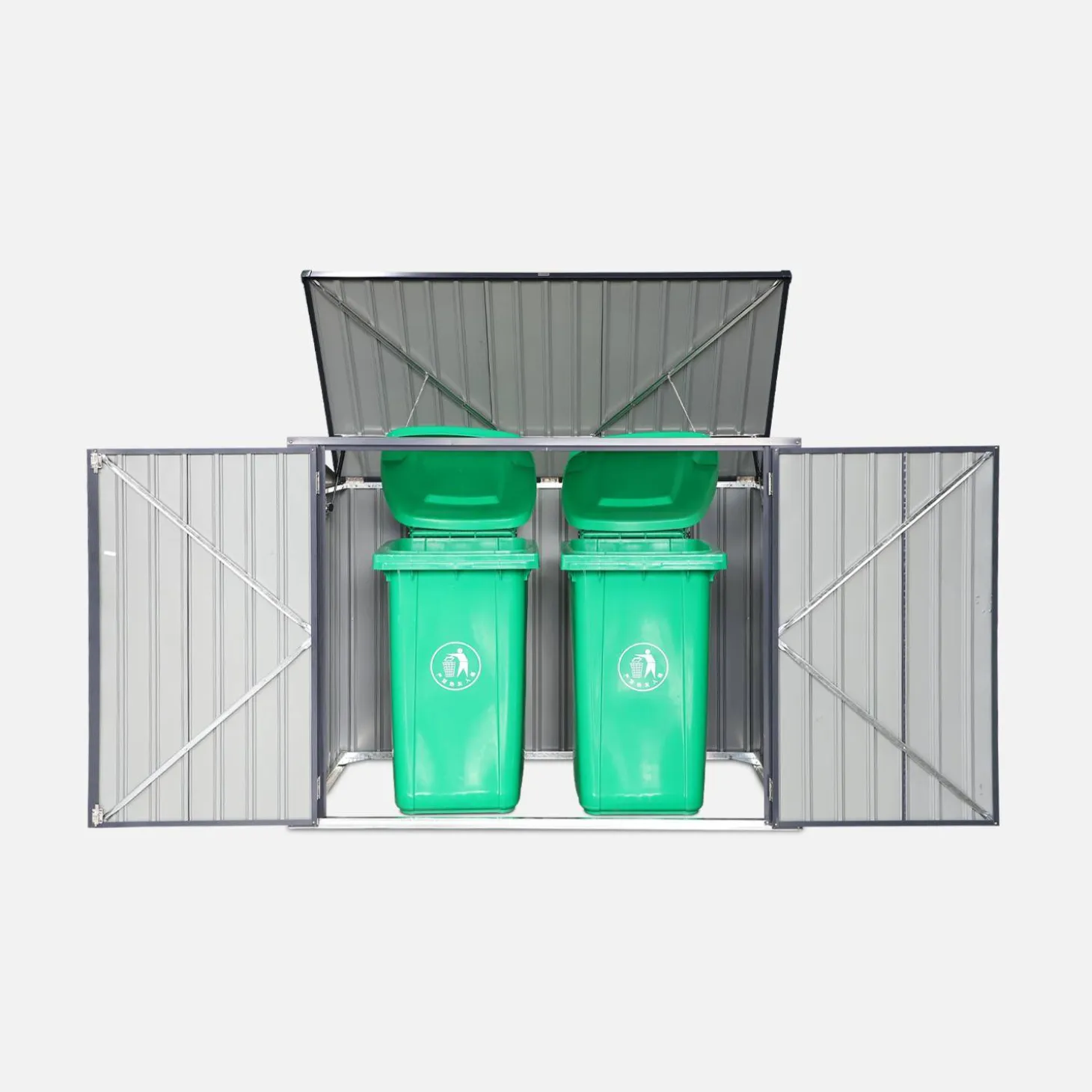 Afvalhok gegalvaniseerd staal, L173xB101xH 131-190 cm (1,75m2)