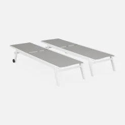 Aluminium ligstoelen, meerdere standen, met wieltjes (set van 2)
