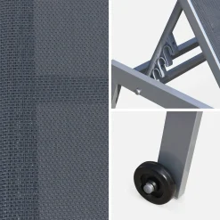 Aluminium ligstoelen, meerdere standen, met wieltjes (set van 2)