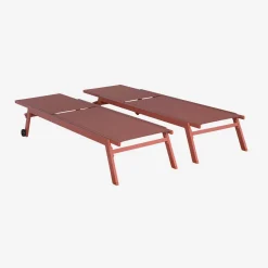 Aluminium ligstoelen, meerdere standen, met wieltjes (set van 2)