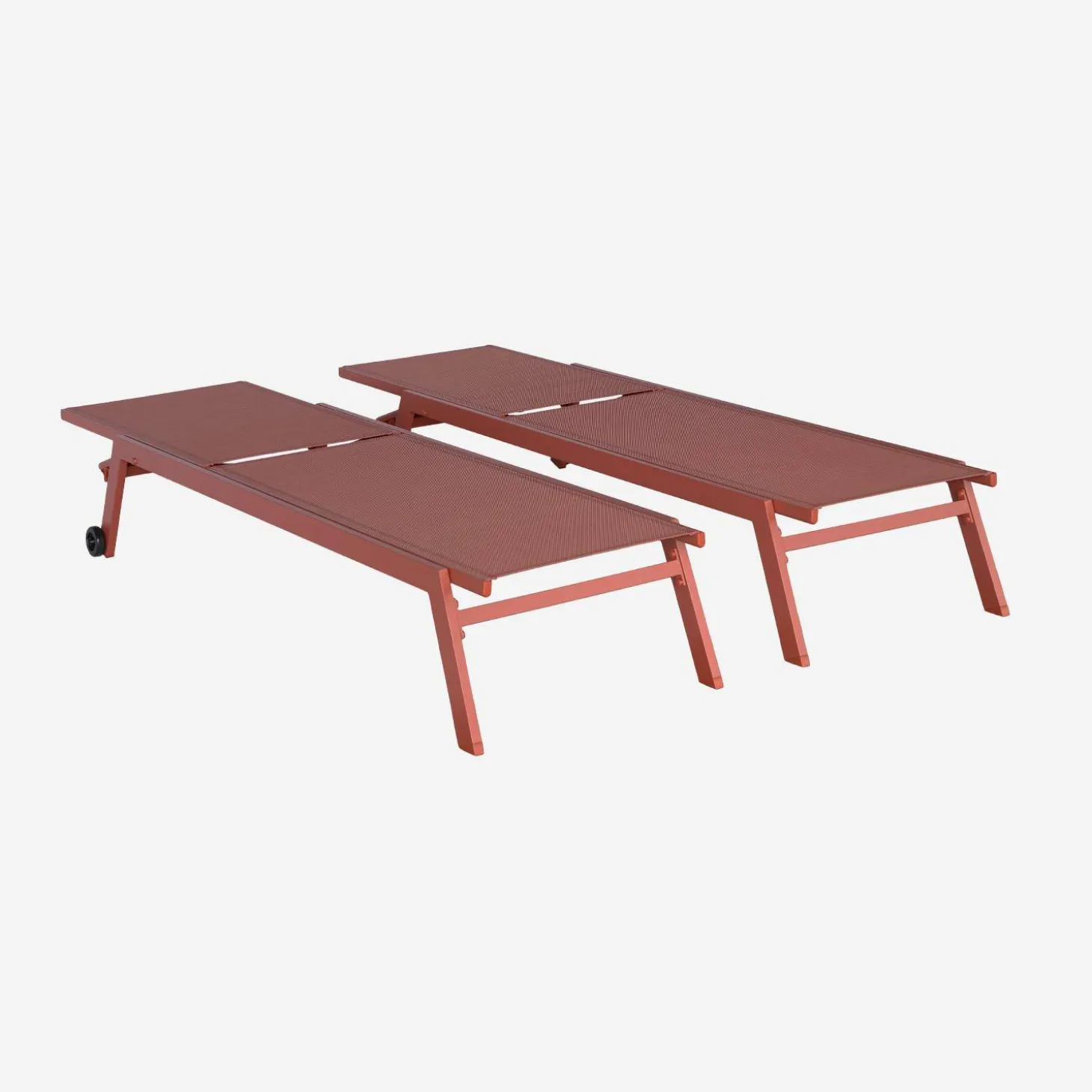 Aluminium ligstoelen, meerdere standen, met wieltjes (set van 2)