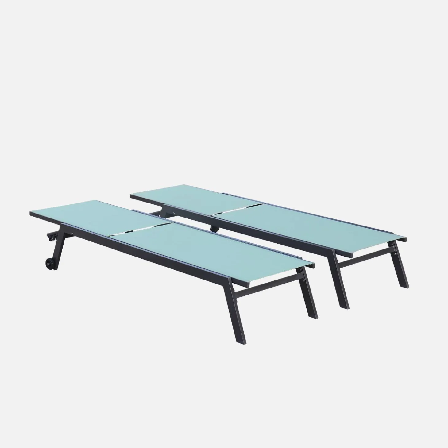 Aluminium ligstoelen, meerdere standen, met wieltjes (set van 2)