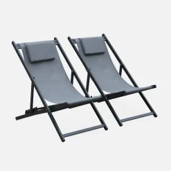 Aluminium ligstoel met meerdere posities (set van 2)