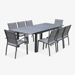 Aluminium tuinset 8 plaatsen, uitschuifbaar