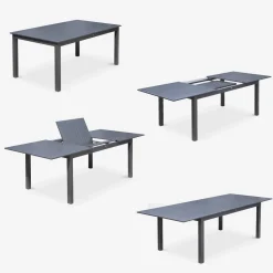 Aluminium tuinset 8 plaatsen, uitschuifbaar