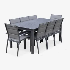 Aluminium tuinset 8 plaatsen, uitschuifbaar