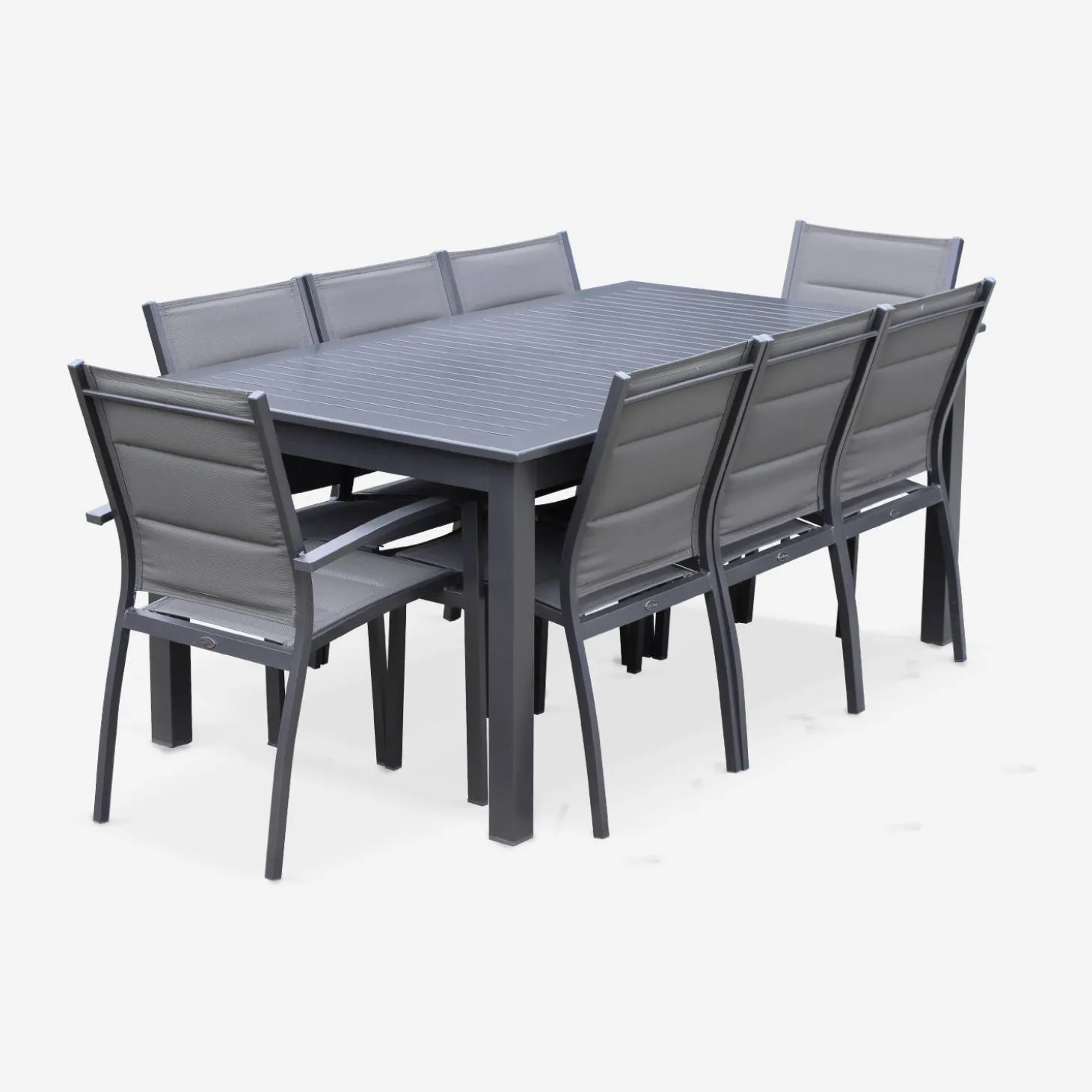 Aluminium tuinset 8 plaatsen, uitschuifbaar