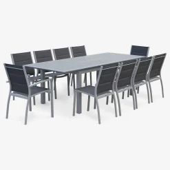 Aluminium tuinset 8 plaatsen, uitschuifbaar