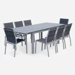 Aluminium tuinset 8 plaatsen, uitschuifbaar