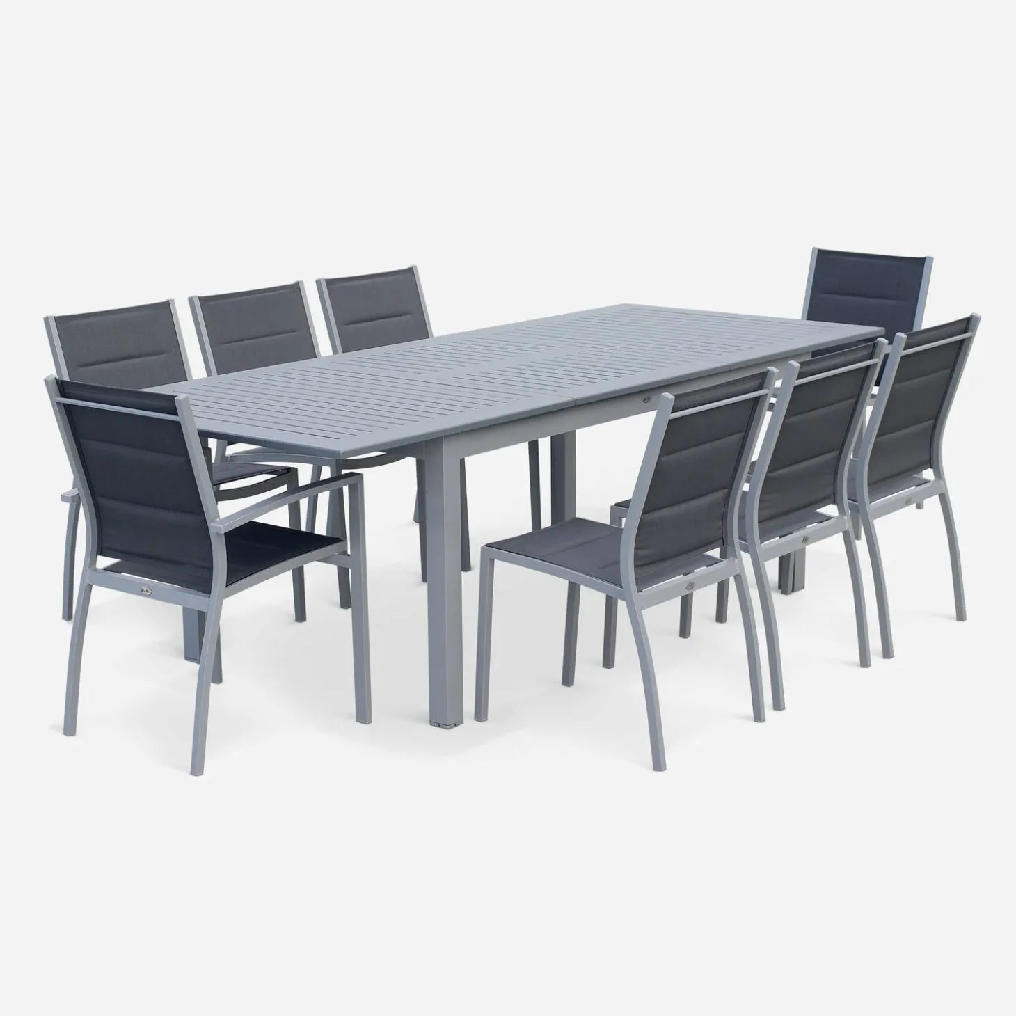 Aluminium tuinset 8 plaatsen, uitschuifbaar