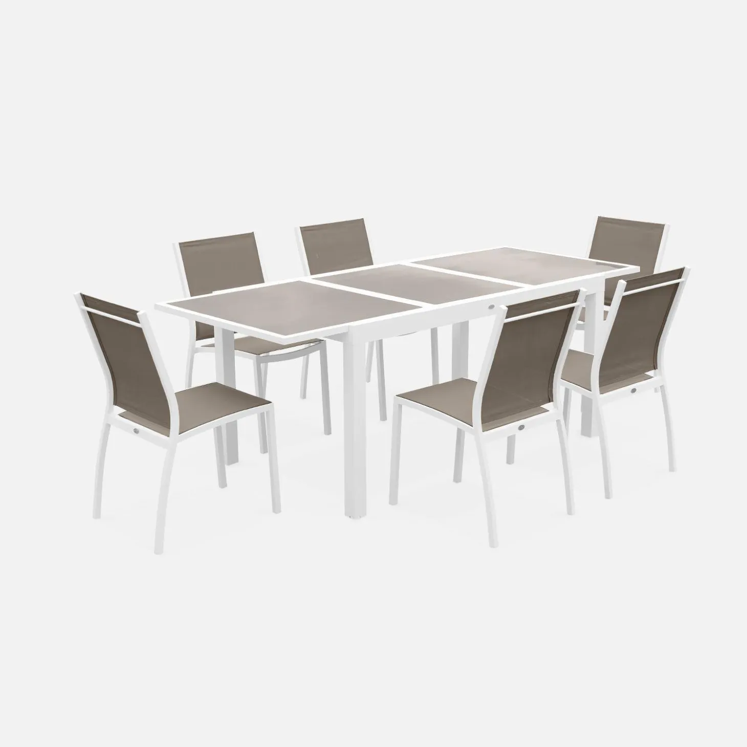 Aluminium tuinset 6 plaatsen uitschuifbaar