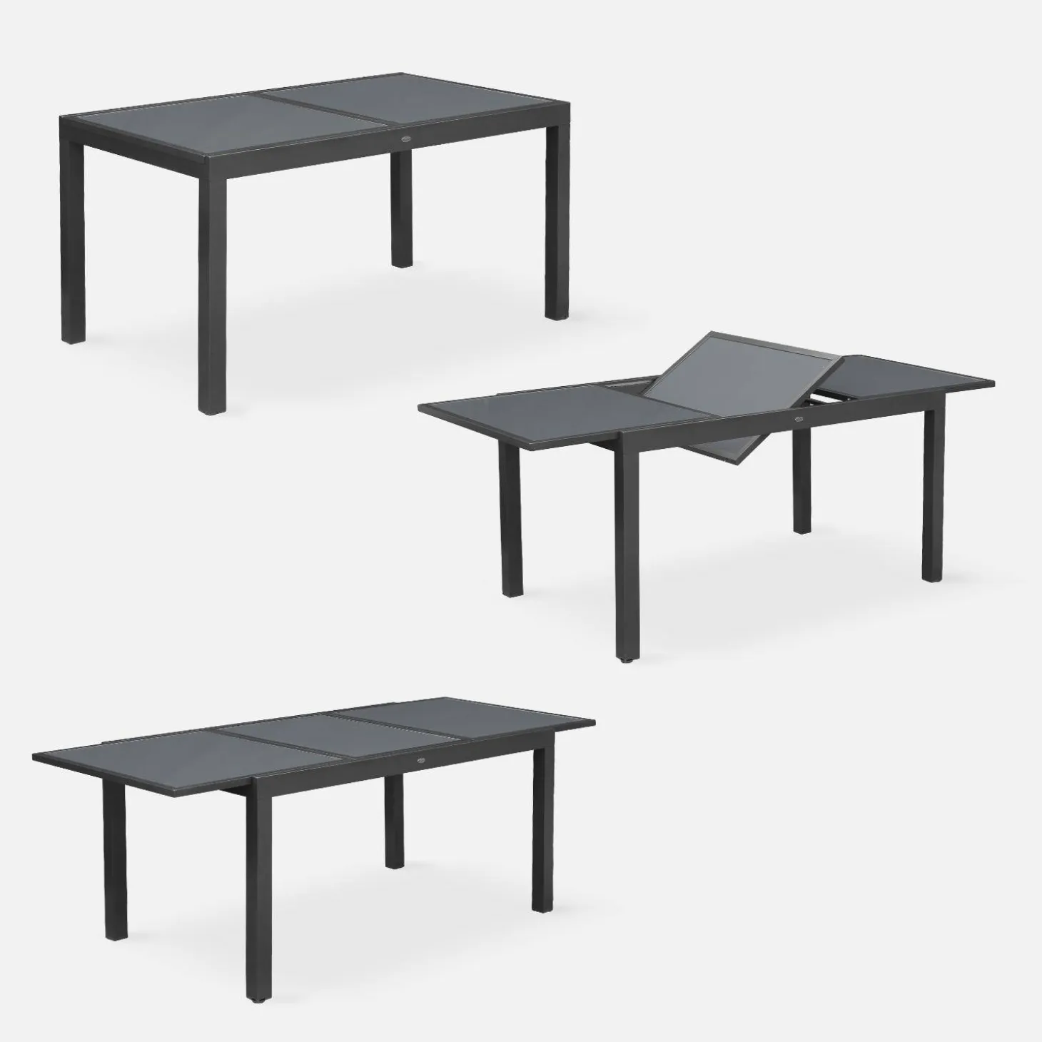 Aluminium tuinset 6 plaatsen uitschuifbaar