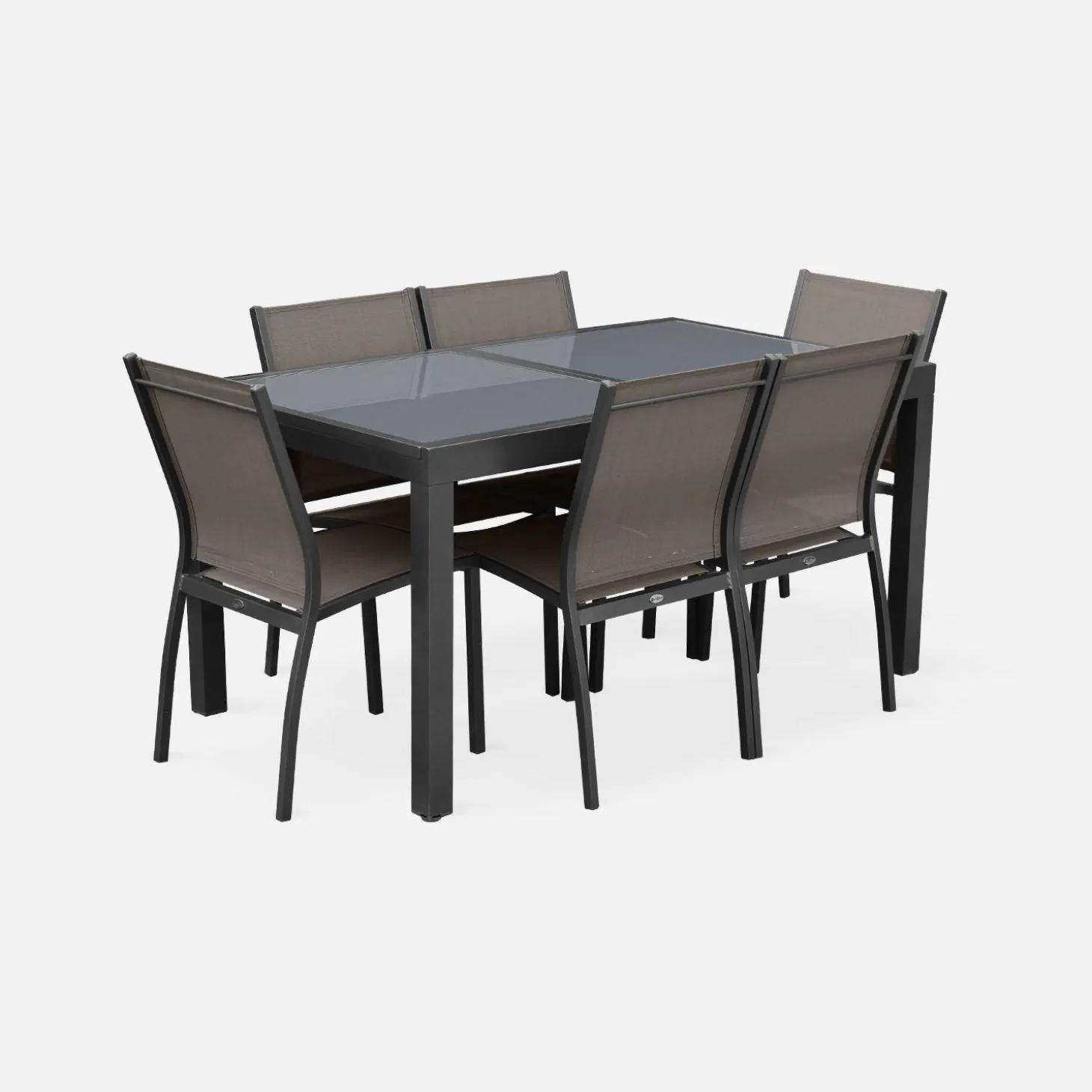 Aluminium tuinset 6 plaatsen uitschuifbaar