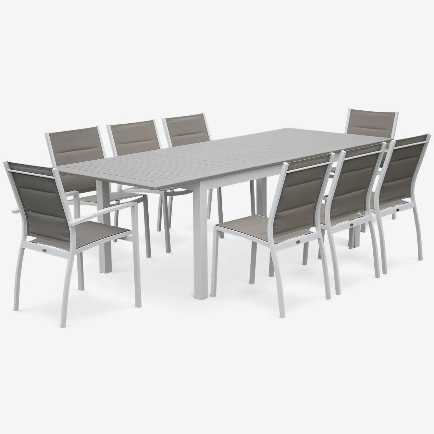 Aluminium tuinset 8 plaatsen, uitschuifbaar