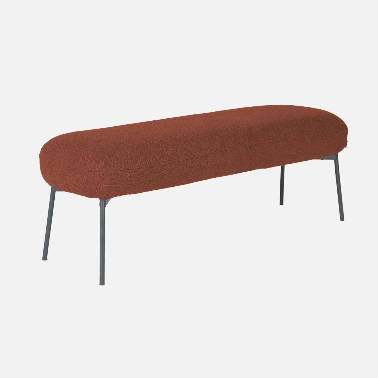Bank, bed einde met bouclébekleding, B120 x D42,5 x H43,5cm