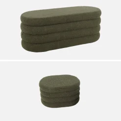 Bankkist met 2 opbergpoefjes in boucléstof