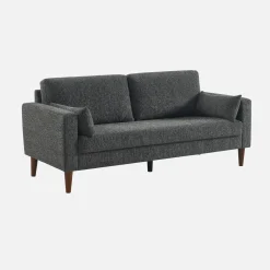 Bank 3-zits rubberhout en chenille stof