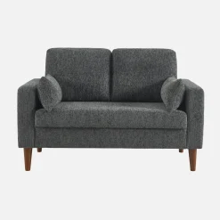 Bank 2-zits rubberhout en chenille stof