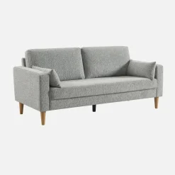 Bank 3-zits rubberhout en chenille stof