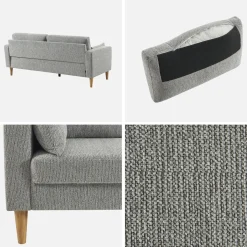 Bank 3-zits rubberhout en chenille stof