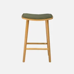 Barkrukken vintage met rubberhout en corduroy (set van 2)