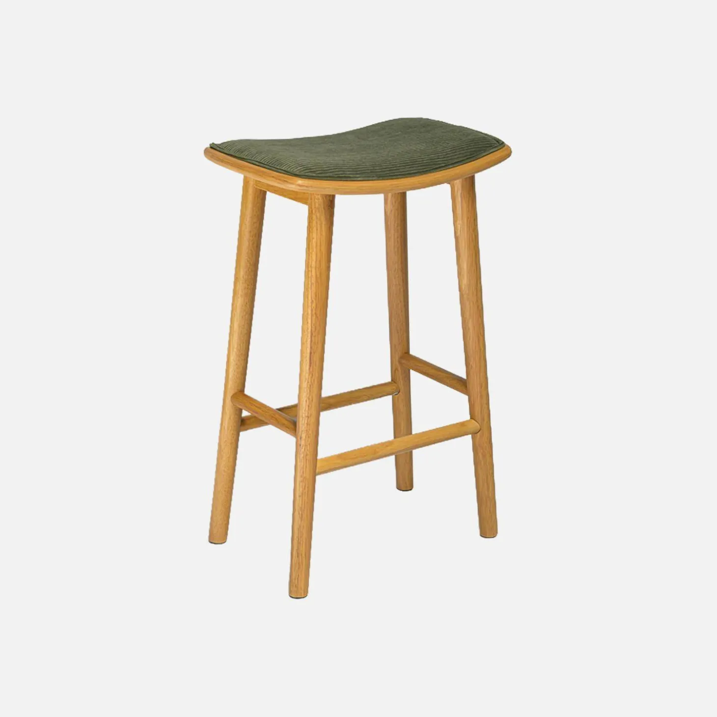 Barkrukken vintage met rubberhout en corduroy (set van 2)