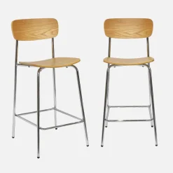 Barkruk metaal en multiplex vintage (set van 2)