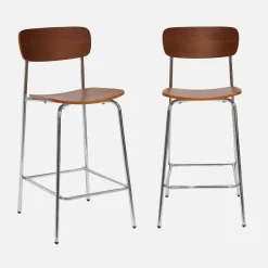 Barkruk metaal en multiplex vintage (set van 2)