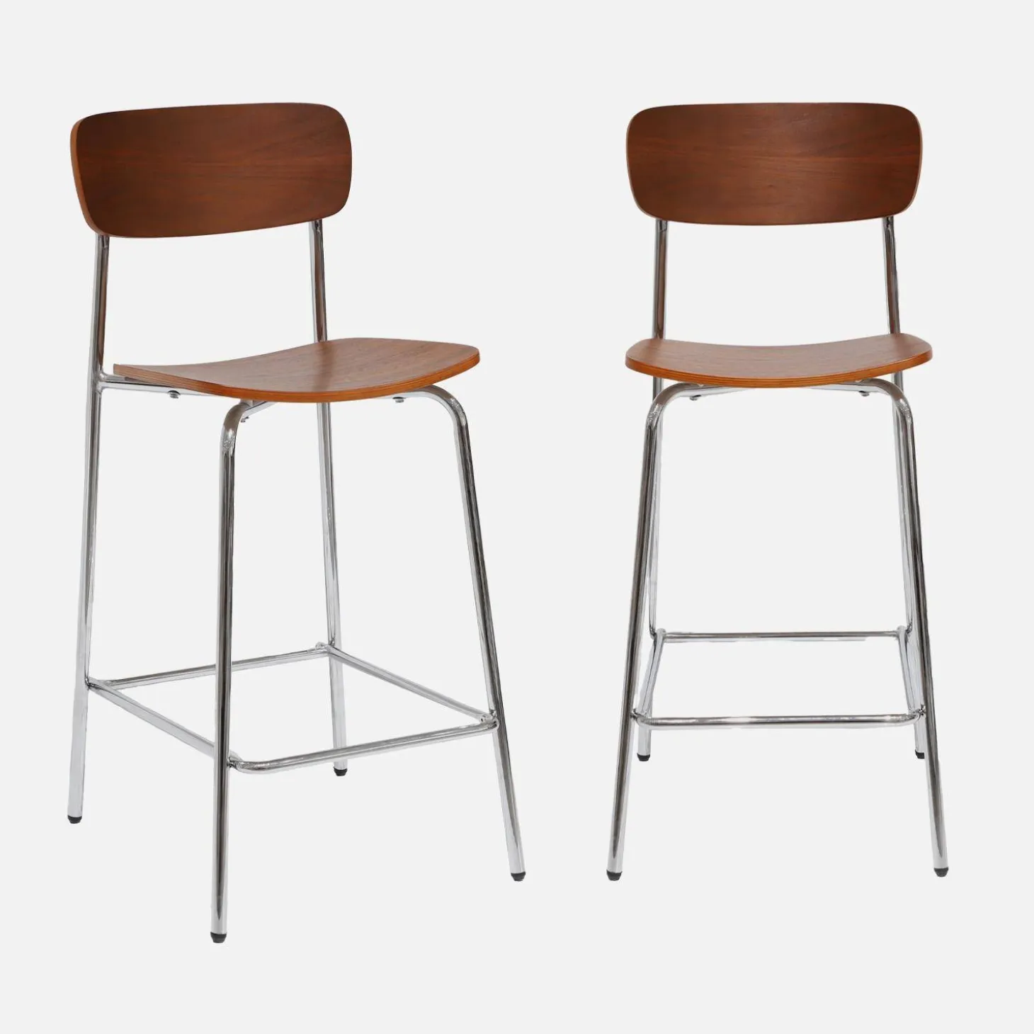 Barkruk metaal en multiplex vintage (set van 2)