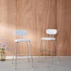 Barkruk met gebogen eikenhoutdecor en waterafstotende stof, chromen metalen poten (set van 2)