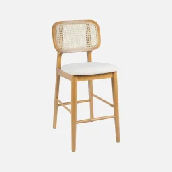 Barkruk van naturelkleurig hout en rotan 66,5 cm (set van 2)