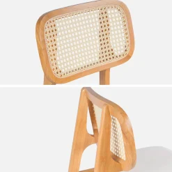 Barkruk van naturelkleurig hout en rotan 66,5 cm (set van 2)