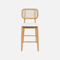 Barkruk van naturelkleurig hout en rotan 66,5 cm (set van 2)