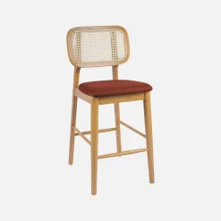 Barkruk van naturelkleurig hout en rotan 66,5 cm (set van 2)