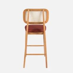 Barkruk van naturelkleurig hout en rotan 66,5 cm (set van 2)