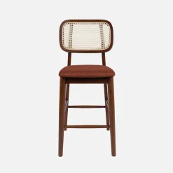 Barkruk van walnootkleurig hout en rotan 66,5 cm (set van 2)